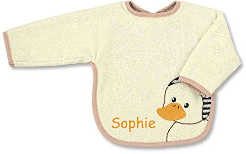 individuelles Ärmellätzchen, personalisiert von SL-Store, hergestellt mit Stermtaler Ärmellätzchen Peggy,mit Namen bestickt, Baby Geschenk zur Geburt, Taufe, Motiv: Peggy weiß
