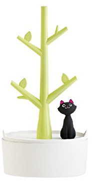 WAYER Katze ringhalter, Schmuckständer Schmuck veranstalter Rack Kreativ Baum Dekor-Ornamente Ring Turm Stand anzeigen-grün 10x19.3cm(4x8inch)