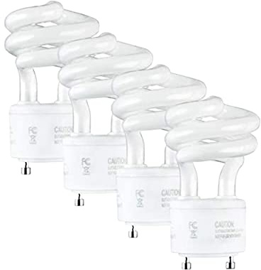 SLEEKLIGHTING - 13Watt GU24 Base 2 Prong Light Bulbs- UL approved-13w 120v 60hz Light Bulb- Mini Twist Lock Spiral -Self Ballasted CFL Two Pin Florescent Light Bulb- 3500K Neutral White -4pack-