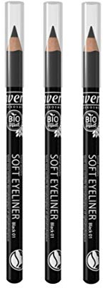 Lavera soft eyeliner schwartz 01 - kajal - vegan - Augen naturkosmetik - 3er pack (3 x 1g)