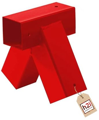 h2i Schaukelverbinder | 90 x 90 mm | Rot | Stabiler Metallverbinder für Vierkant Schaukelpfosten | wetterfester Kantholzverbinder für Schaukelkonstruktionen