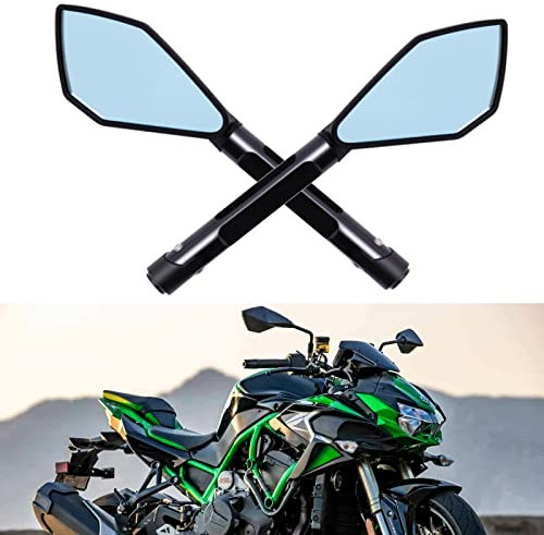 DREAMIZER Universal Aluminio Espejos Manillar Moto, 8mm 10mm Espejos Retrovisores Laterales de Motocicleta para Bicicleta de calle Bicicleta Deportiva Dirt bike Cruiser Chopper Scooter(Negro)