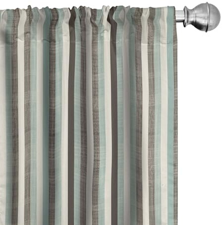 ABAKUHAUS Retro Vorhänge, Gardinen, Gestreifte Klassische Alt, Fensterbehandlungen für Wohnzimmer Schlafzimmer Dekor, 2 Stück 75 cm b x 245 cm h,Mandelgrün Braun Creme