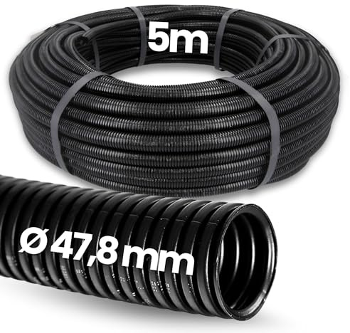 5 Meter Kalitec Wellrohr geschlossen NW 50 I ungeschlitzt Wellschlauch I Marderschutzrohr I Leerrohr I Kabelschutz AD 53,6 mm ID 47,8 mm