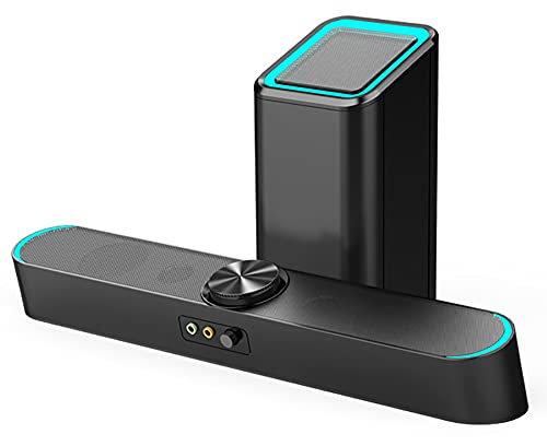 RSGK Bar Bluetooth Speaker with Microphone Integrated Home Wired and Wireless Bluetooth 5.0 Connection, 2.1 Channel TV Speaker Surround Sound System