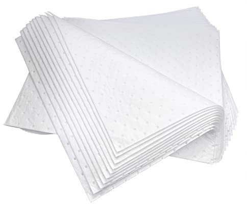Yuxitia Almohadillas absorbentes de aceite pesadas, color blanco absorbente de peso pesado, solo aceite (20 almohadillas, 15 x 20 pulgadas)