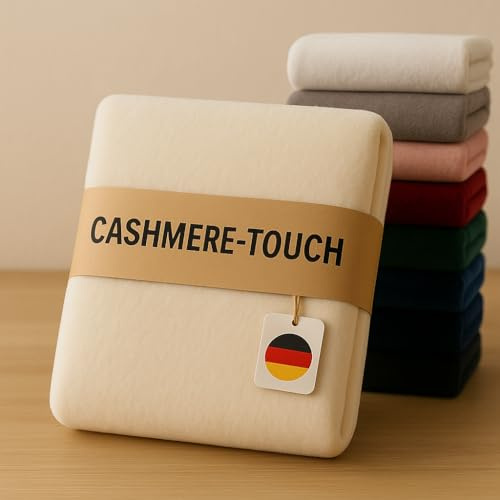 Kuscheli® - warme Spannbettlaken aus Cashmere-Touch Stoff - Verschiedene Größen und Farben - Bettlaken Jersey Fleece Biber Spannbetttuch Laken, Farbe:Creme, Größe:180-200 x 200 cm