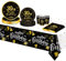Topways Noir Or Assiette Jetable Decoration Anniversaire 30 ans Vaisselle Lot, Papier Assiette Jetable Gobelets Serviette Nappe pour Deco Anniversaire 30 ans Femmes Homme 16 Invités (Anniversaire 30)