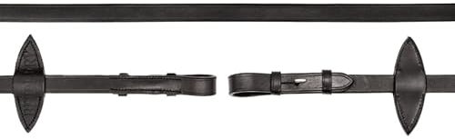 BRIDLERY Zügel Leather Rund-/Flachgenäht Flachgenäht, Beschläge Silber, Stege ohne Stege, Farbe Schwarz, Größe Warmblut/Vollblut