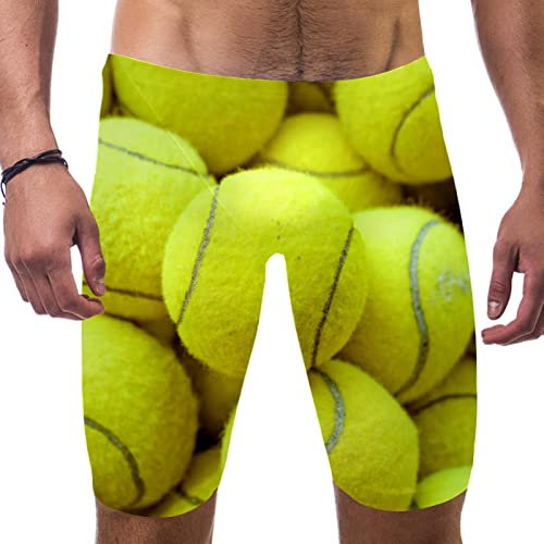 VBFOFBV Bedruckte Jammer-Badeanzug-Badeshorts für Herren,Gelber Tennisball Muster Sport