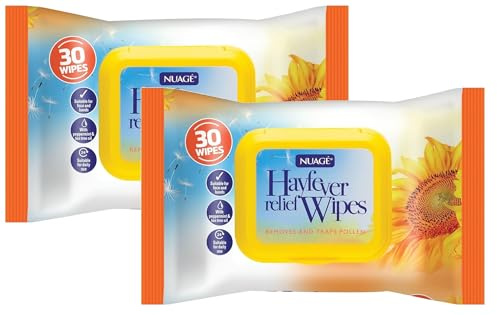 2 x Hayfever Wipes For Eyes - Allergy Relief Wet Wipes Hands | Hayfever Face Wipes For Adults Children | Kids Hayfever Daily Use For Allergy | Removes & Trapes Pollen For Face & Hands