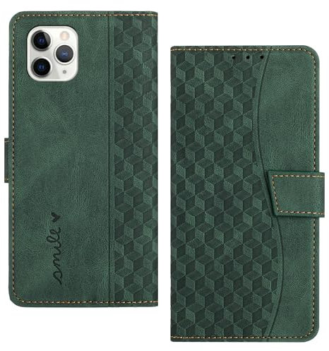 Radoo Handyhülle für iPhone 11 Pro (5,8 Zoll) Hülle Leder für Klappbar PU Leder Tasche Flip Wallet Stoßfeste Case Schutzhülle Klapphülle für iPhone 11 Pro Hülle Lederhülle (Grün)