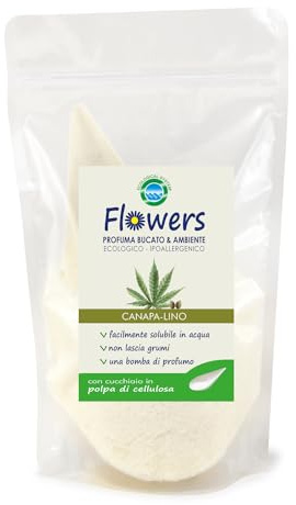 Flowers Profumatore Bucato Lavatrice, Canapa Lino - Ecologico in polvere, 200g