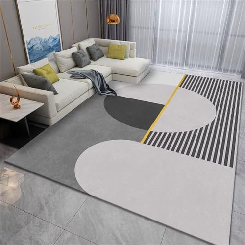 RUGMRZ Auto Teppiche Lounge Ecke Grau Klassisch Unregelmäßig Geometrisches Design Wohnzimmer Teppich Pflegeleicht Terrassen Deko 180X280CM