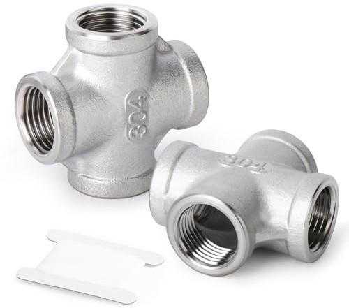 ERGAOBOY 2 piezas de acero inoxidable 304 3/4 hembra de 4 vías en cruz acoplamiento de tuberías, accesorios de tubería hembra