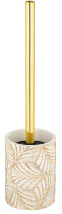 Toalettborsthållare terralba, slutet stativ toalettborsthållare av polyresin och rostfritt stål, Ø 9 x 36 cm, vit/guld