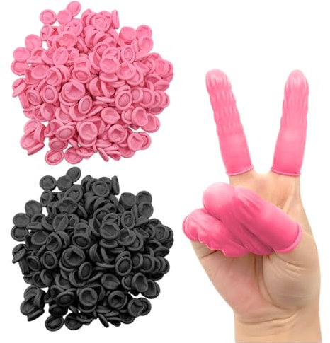 200 fundas protectoras de dedos de látex, almohadillas antideslizantes gruesas, impermeables y antiestáticas, adecuadas para la producción industrial, belleza y belleza, protección contra lesiones