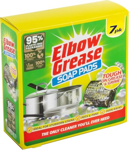 Elbow Grease Steel Wool Kitchen Cleaning Soap Pads 7PK – Ideal for Stubborn Stains, Pots & Pans, Oven Racks – Tough on Grease and Grime – pack of (1)