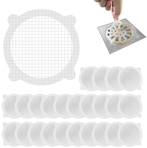 EnixwH 30 stycken avloppssil hårsil dusch, 10 x 10 cm engångs avloppssil dusch, avlopp hårfångare för limning, engångssil klistermärken, duschkar filter, för handfat badkar och kök