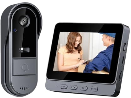 Winnes Video Intercom Doorbell 170° Wide Angle Wireless Doorbell Intercom with Camera Outdoor Video Doorbell IP65 Waterproof 1080P HD Night Vision Two-way Audio, Automatic capture, 4.3inch IPS Monitor