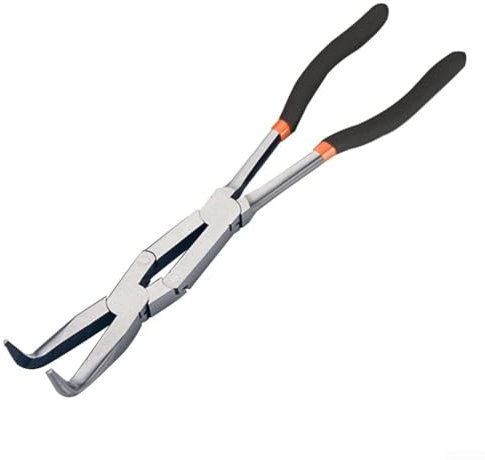 33 cm extra lange Spitzzange, 45# Stahl, extra lange Zange, gebogene Spitzzange, Kabelabzieher, Nadelzange Werkzeug (90°)
