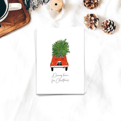 Ulrike Wathling Weihnachtskarte mit Spruch Driving home for christmas | Postkarte, Liebe, Grußkarte, xmas card, Sprüchekarte für Weihnachten, Set:5er Set