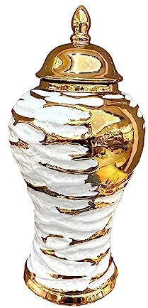 PLHBVDFWE Ingwergläser aus Porzellan, Blumenvase, Schreibtisch-Basteldeko, Pflanzenhalter, Aufbewahrungstopf, Tempelglas für Hochzeiten, Einweihungsfeiern, Büros, 17 cm x 17 cm x 31 cm