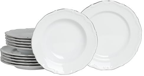 CreaTable, Maria Theresia Platin, 12-teiliges Tafelservice aus Porzellan | Geschirrset für 6 Personen, Made in Europe, 24323