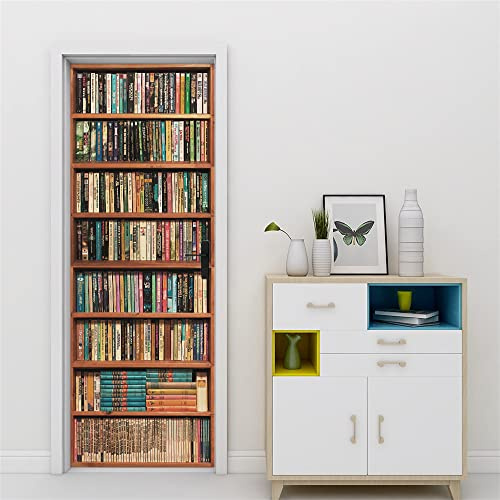 Türtapete Selbstklebend 90x205 Türposter 3D Effekt Türaufkleber Fototapete Tür verschönern mit Türfolie Abziehen und Aufkleben Tür Sticker Bücherregal