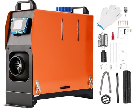 Chauffage diesel monotrou 12 V 5 kW, chauffage de stationnement adapté pour camping-car, garage, remorque de voiture, camion, bateau, camping-cars, chauffage diesel à chauffage rapide, orange, rect
