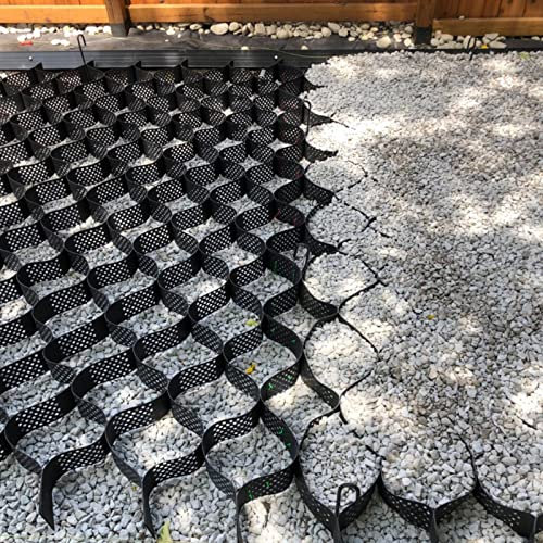 Kies-Stabilisatorgitter für Terrassenpflastersteine, Einfahrt und Gehweg, einziehbares HDPE-Geogitter, 5 cm hoch, 3 x 8 m, Grau