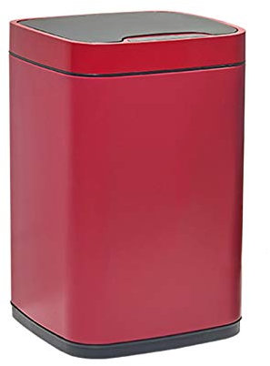 HPTHLY Poubelle Carrée Automatique avec Couvercle en Acier Inoxydable, Poubelle Intelligente À Induction, Poubelle De Salon, Chambre À Coucher, Poubelle De 2,3 Gallons/3,1 Gallo,Rouge-12L