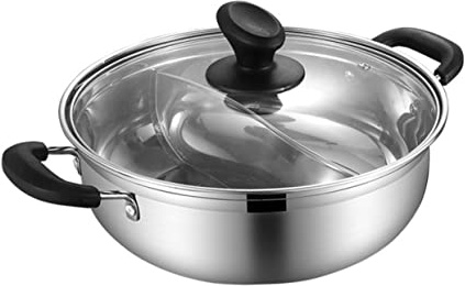 HOLIDYOYO Induction Double Boiler Pot Hotpot Double Lid Chinese Style Stainless Steel Electric Hot Pots Kitchen Supply