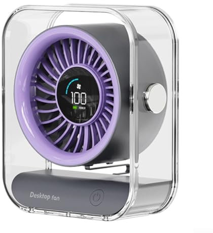 ComfyHarbor USB Desktop Fan With Smart LED Display Portable Cooling Fan With 30 Degree Rotating Head Functionality For Homes And Offices(Purple)