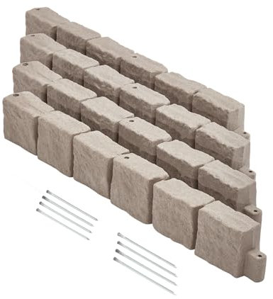 VEVOR Bordatura per Prato in Finta Pietra 1190 x 100 mm Bordatura per Cortile Resistente allo Sbiadimento, Dimensioni di Mattone con Punte di Ancoraggio, per Vialetti, Passerelle, Marrone, 4 Pezzi