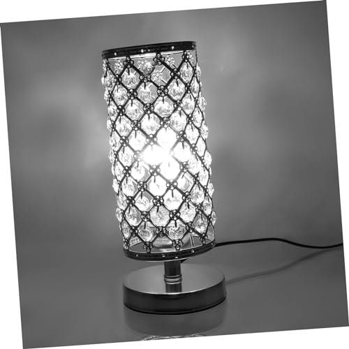 VILLCASE Kristall Tischleuchte Mit Eu Stecker Silber Schreibtischlampe Mit Knopfschalter Kleine Dekorative Wohnraumbeleuchtung Für Heim Und Büro