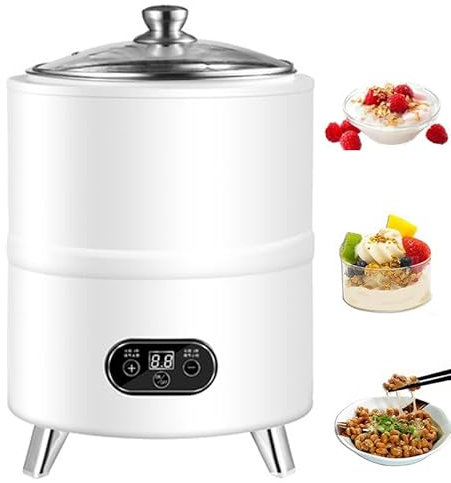 Yogurtiera Professionale, Macchina per Yogurt Automatica con Rivestimento in Acciaio Inox, Timer e Controllo della Temperatura, fermentazione a Temperatura costante a 360°, per aceto di Frutta