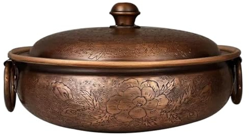 DFGHNBVC Pentola Cinese per Induzione, Pentola Cinese in Rame per Induzione, Pentola di Rame per Zuppa, Pentola per Uso Domestico E Commerciale, Pentola per Induzione, Ottone, 30 Cm