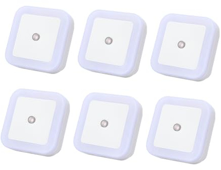 Operitacx Lámpara Nocturna LED con Sensor, Ahorro Energético y Plástico Resistente, Paquete de 6 Unidades para Sala de Estar y Regalos Familiares