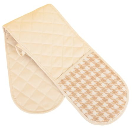 UZEXYO Double Oven Gloves Heat Resistant Cotton Potholder with Silicone Non Slip Grip Long Kitchen Oven Mitts for Cooking and Baking