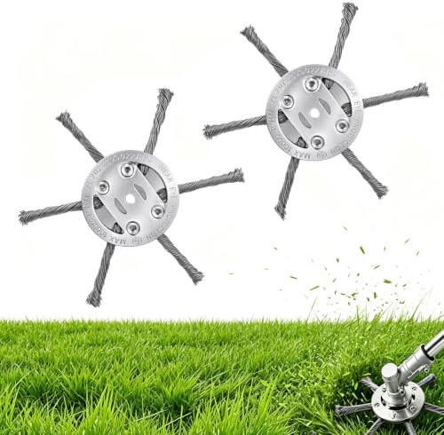 2 Stück Stahldraht Rasentrimmer, Unkrautbürste für Rasentrimmer, 5mm Freischneider Zubehör Bohrung,Unkrautbürste für Garten-Rasentrimmerkopf-Rasenmäher-Elektrowerkzeug (6 Köpfe)