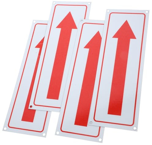 UKCOCO 4 pièces Lot de Panneaux Fléchés Métal Résistants Aux Intempéries Signalisation Directionnelle Extérieure Flèches Indication et Droite Installation Facile pour Rue Bureau et