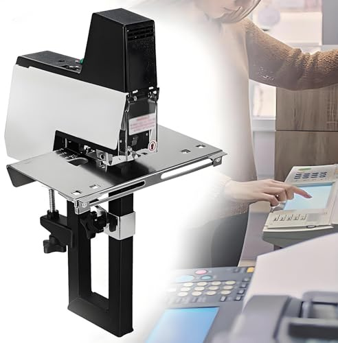 Carpeta grapadora eléctrica, grapadora automática resistente plana y de sillín con pedal de pie para encuadernación de folletos y plegado de papel