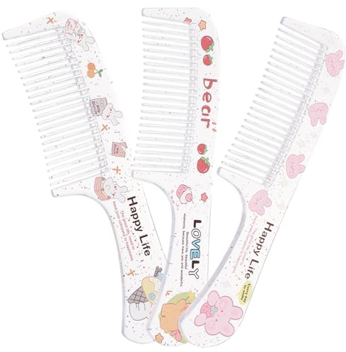 PENIKOKO Cartoon Hair Combs 3pcs Fine Tooth Anti-static Styling Combs for Girls Students Portable Cute Hair Accessories Set