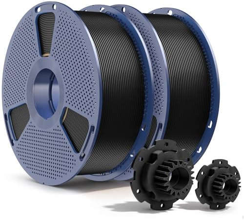 SUNLU PETG Filament 2KG, High Strength PETG 3D Printer Filament 1.75mm, Dimensional Accuracy +/- 0.02mm, 1KG Spool(2.2lbs), 2 Pack, Black+Black