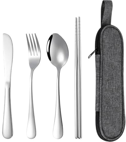 Lnhgh Set de Couverts de Voyage | Kit de Vaisselle de Camping,Set de Couverts en Acier Inoxydable pour Voyage Pique-nique Bureau École Collège Randonnée