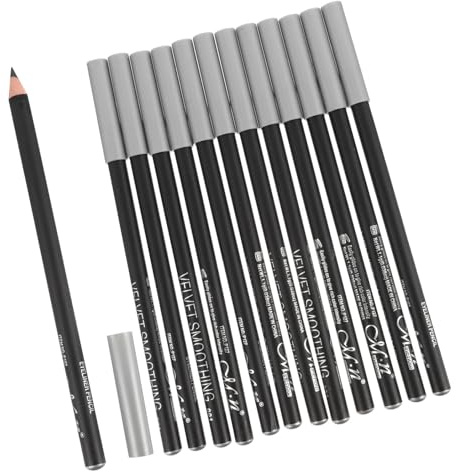 FIXOSHEE 12 pièces Crayon Eyeliner Noir Lot de Stylos Maquillage Yeux Longue Tenue et Séchage Rapide Maquillage Femme Simple et Précis pour Yeux Dramatiques