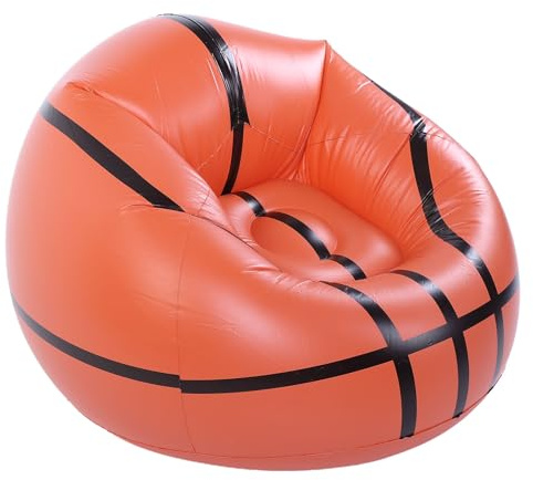 Dilwe Aufblasbarer Basketballstuhl, Aufblasbares Sofa aus Orangefarbenem PVC mit Ergonomischer Unterstützung für den Innen- und Außenbereich bei Schlafzimmer-Strand-Pool-Partys