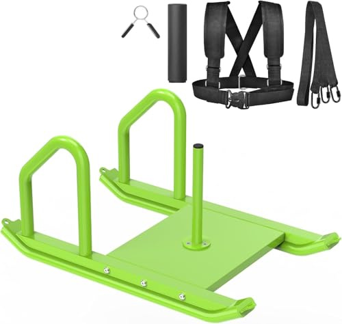 Kipika Slitta da calcio per allenamento, push-pull, manico regolabile in altezza, telaio in acciaio resistente, per velocità di corsa, resistenza, progettata per pesi da 2,5 cm e 5,1 cm