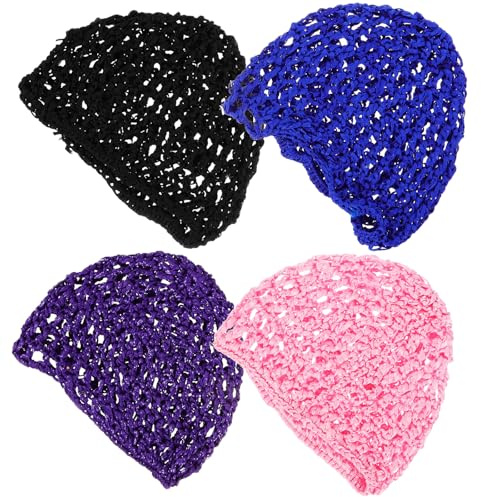 BESPORTBLE 4 Piezas de Gorro de Dormir de Malla para Mujer, Redecilla de Crochet Protectora Cabello, Diseño Simple y Cómodo para Uso Cotidiano